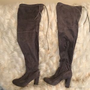 Grey Velvet Thigh Highs